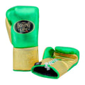 No Boxing No Life metallic lime green and gold boxing gloves - NBNL horsehair Mexican lace-up