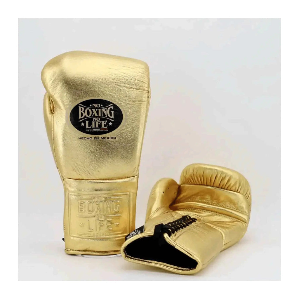 NBNL metallic gold gloves side profile compact Mexican glove shape