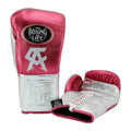 No Boxing No Life metallic pink and silver boxing gloves - NBNL horsehair Mexican lace-up