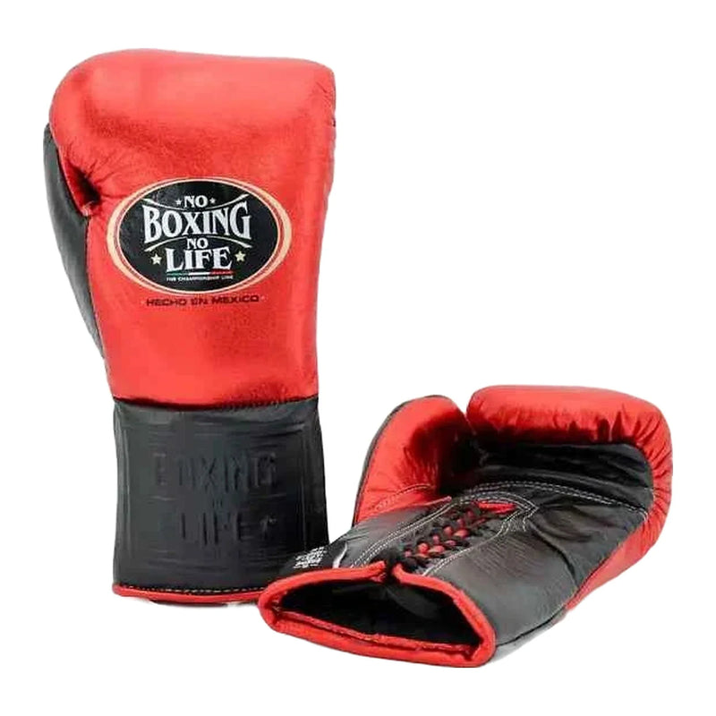 No Boxing No Life metallic red and black boxing gloves - NBNL horsehair Mexican lace-up