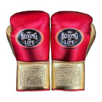 No Boxing No Life metallic red and gold boxing gloves - NBNL Mexican lace-up