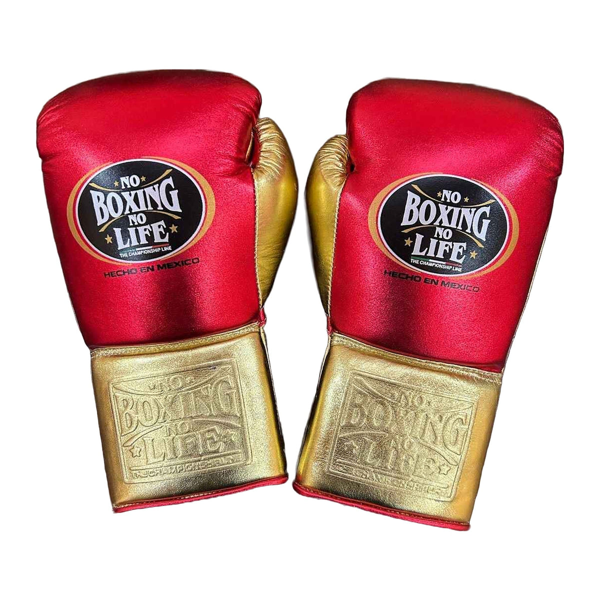 NBNL metallic red gold gloves side profile compact Mexican glove shape