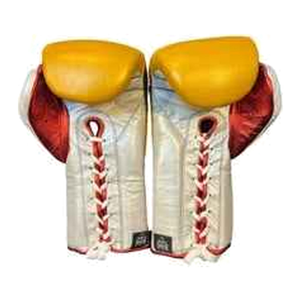 No Boxing No Life mustard gloves close-up of lace-up wrist closure