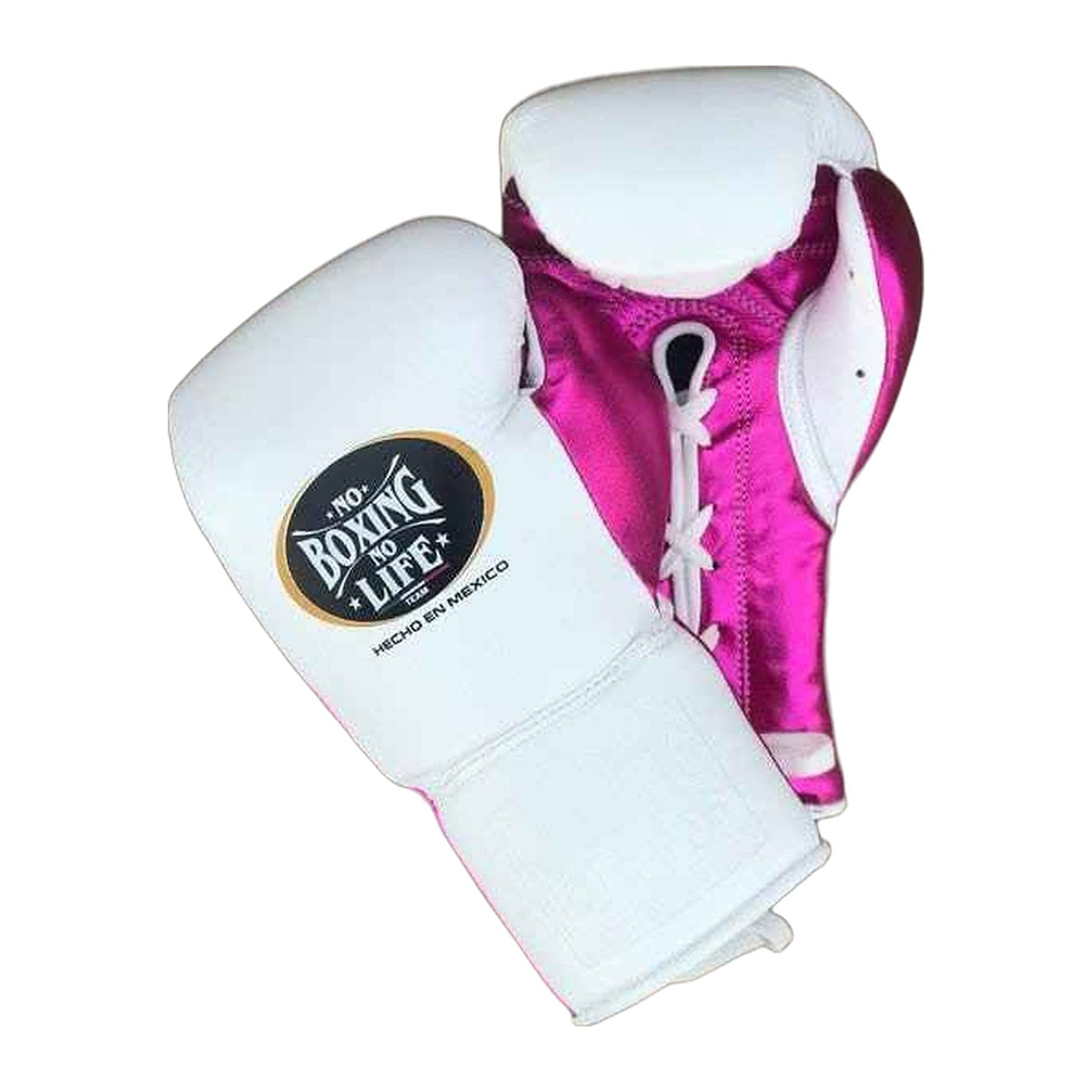NBNL pink & white headgear front view with cheek protection