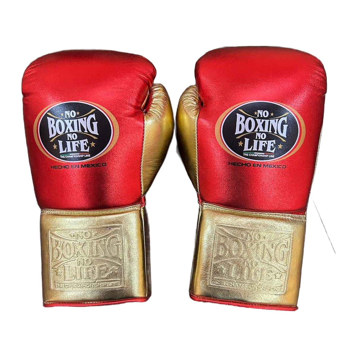 NBNL red & gold headgear front view with cheek protection