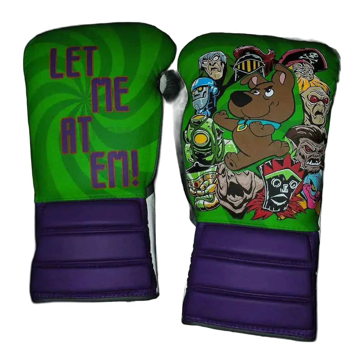 Retro green print boxing headguard front view