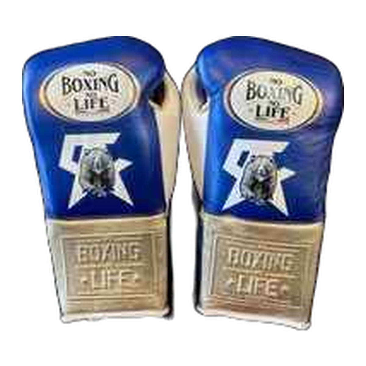 No Boxing No Life royal blue and metallic gold boxing gloves - NBNL horsehair Mexican lace-up