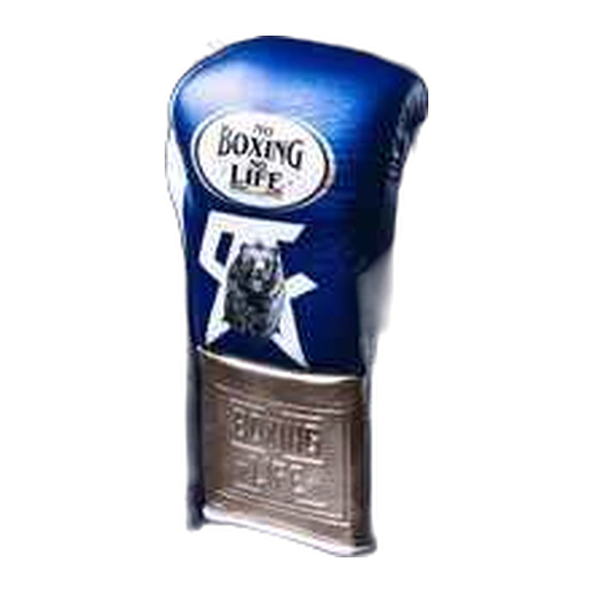 No Boxing No Life blue gold gloves close-up of lace-up wrist closure
