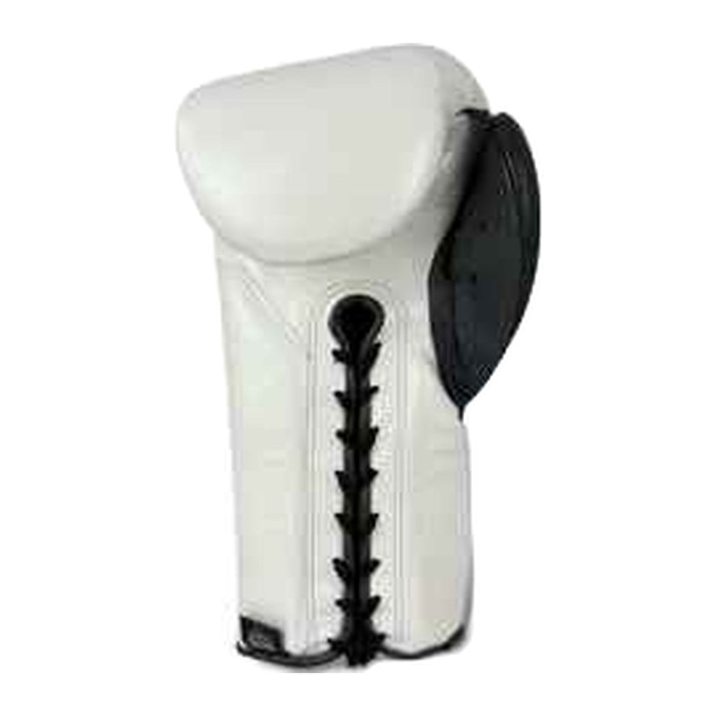 No Boxing No Life white and black lace-up gloves pair displayed together