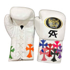 No Boxing No Life cross patch gloves pair showing custom stitched design