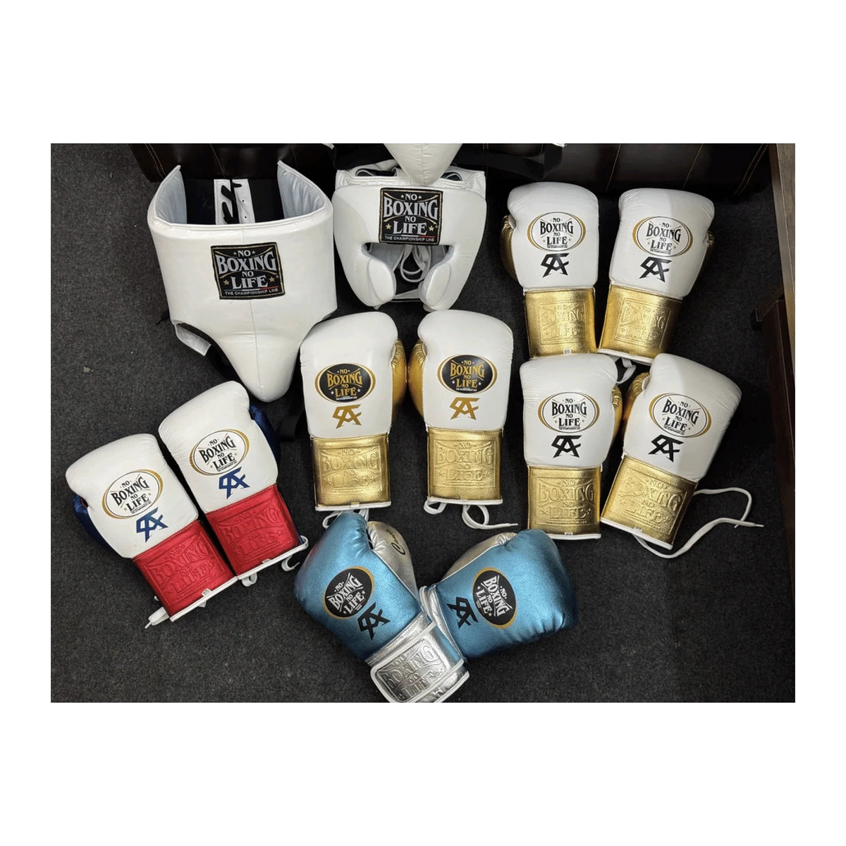 NBNL white lace-up training gloves pair displayed together