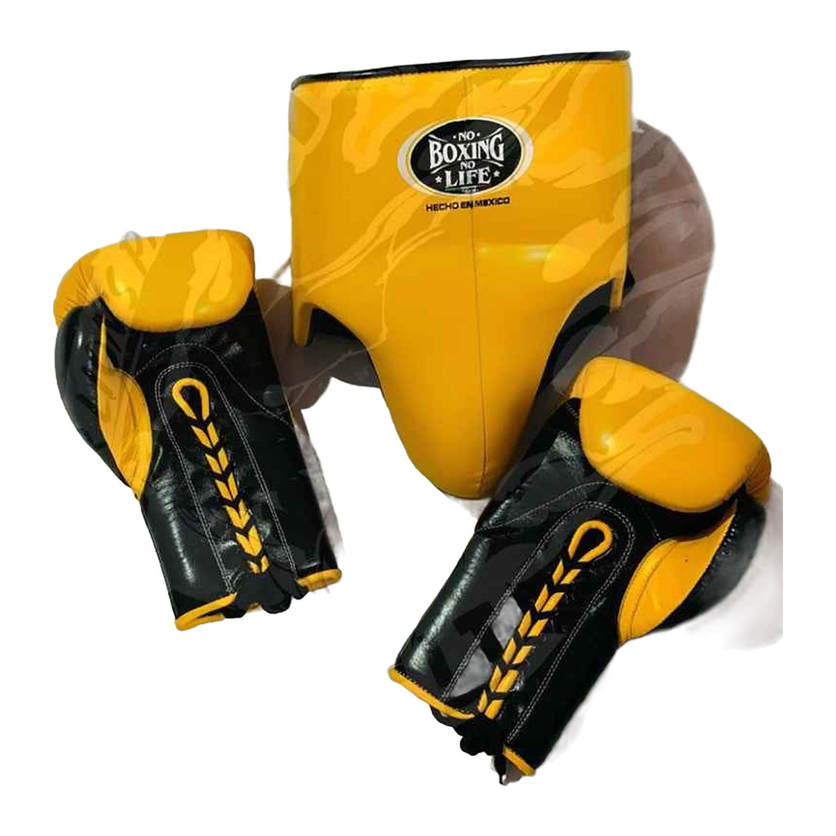 NBNL yellow & black groin guard showing ergonomic shape