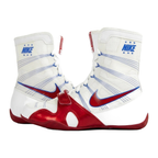 Nike HyperKO 1 boxing shoes in white, red and blue, pair shown together