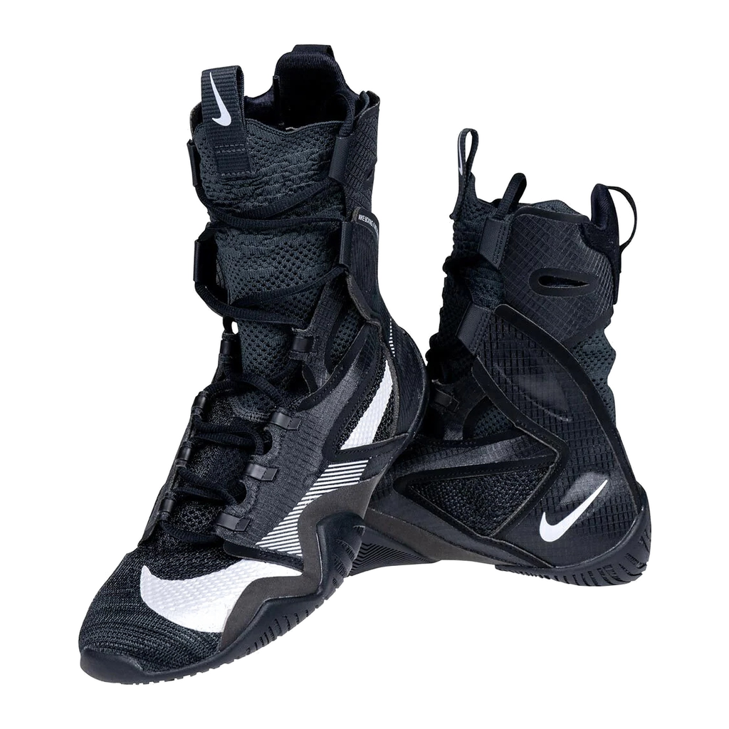 Custom Nike HyperKO 2 boxing shoes in black and white, side profile