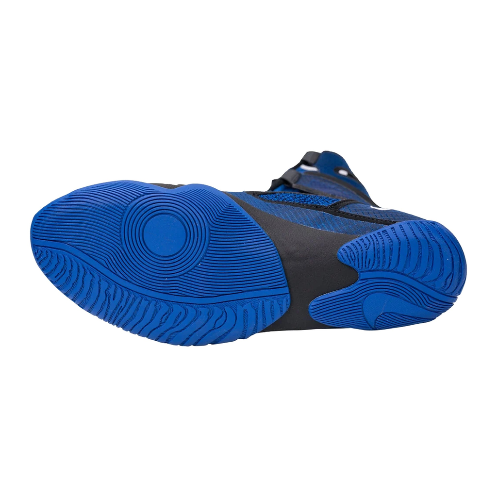 Nike HyperKO 2 boxing shoes in blue and black, top-down lacing view
