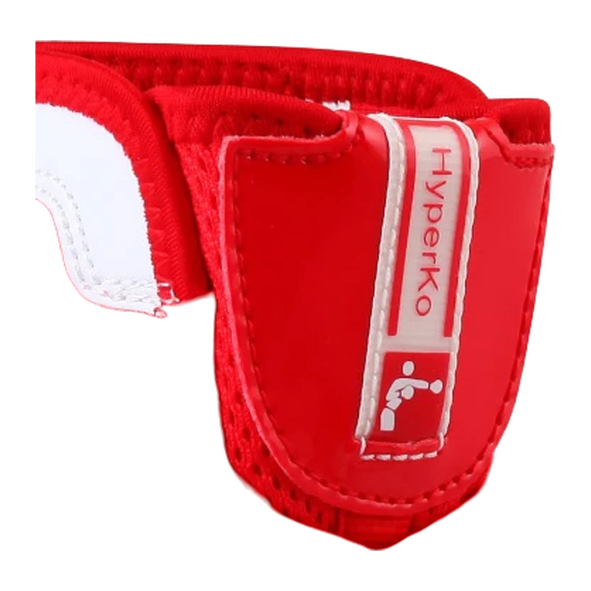 Nike HyperKO 1 boxing shoes in red and white, top-down lacing view