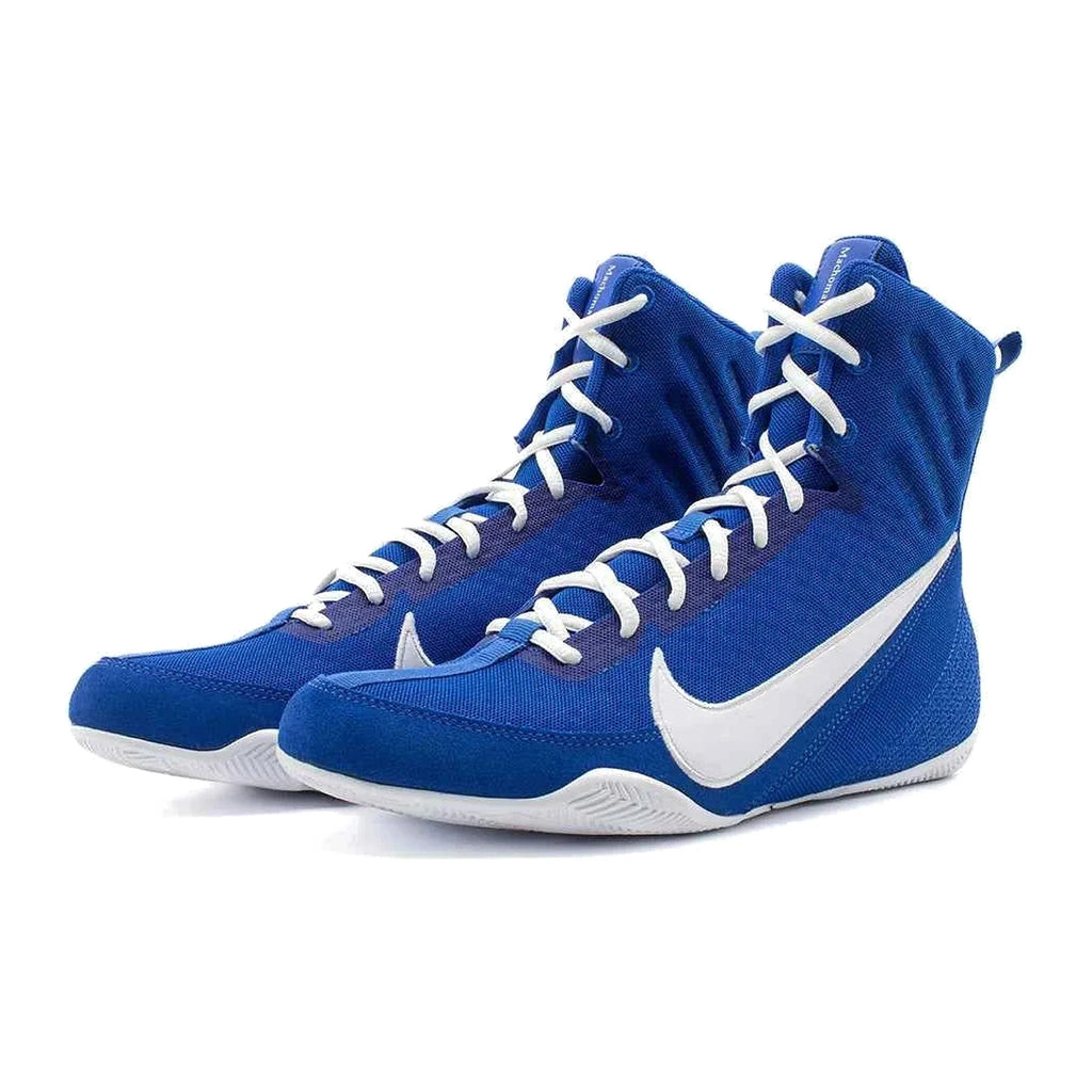 Nike Machomai 2 boxing shoes in royal blue and white, side profile