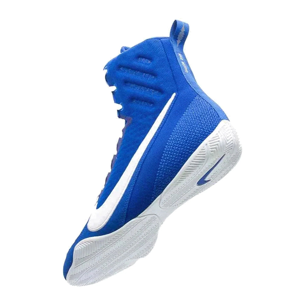 Nike Machomai 2 boxing shoes in royal blue and white, outsole traction detail