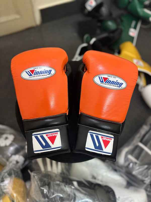 Winning Boxing Gloves - Professional Orange & Black Training & Sparring Gloves in 8oz, 10oz, 12oz, 14oz, 16oz Sizes