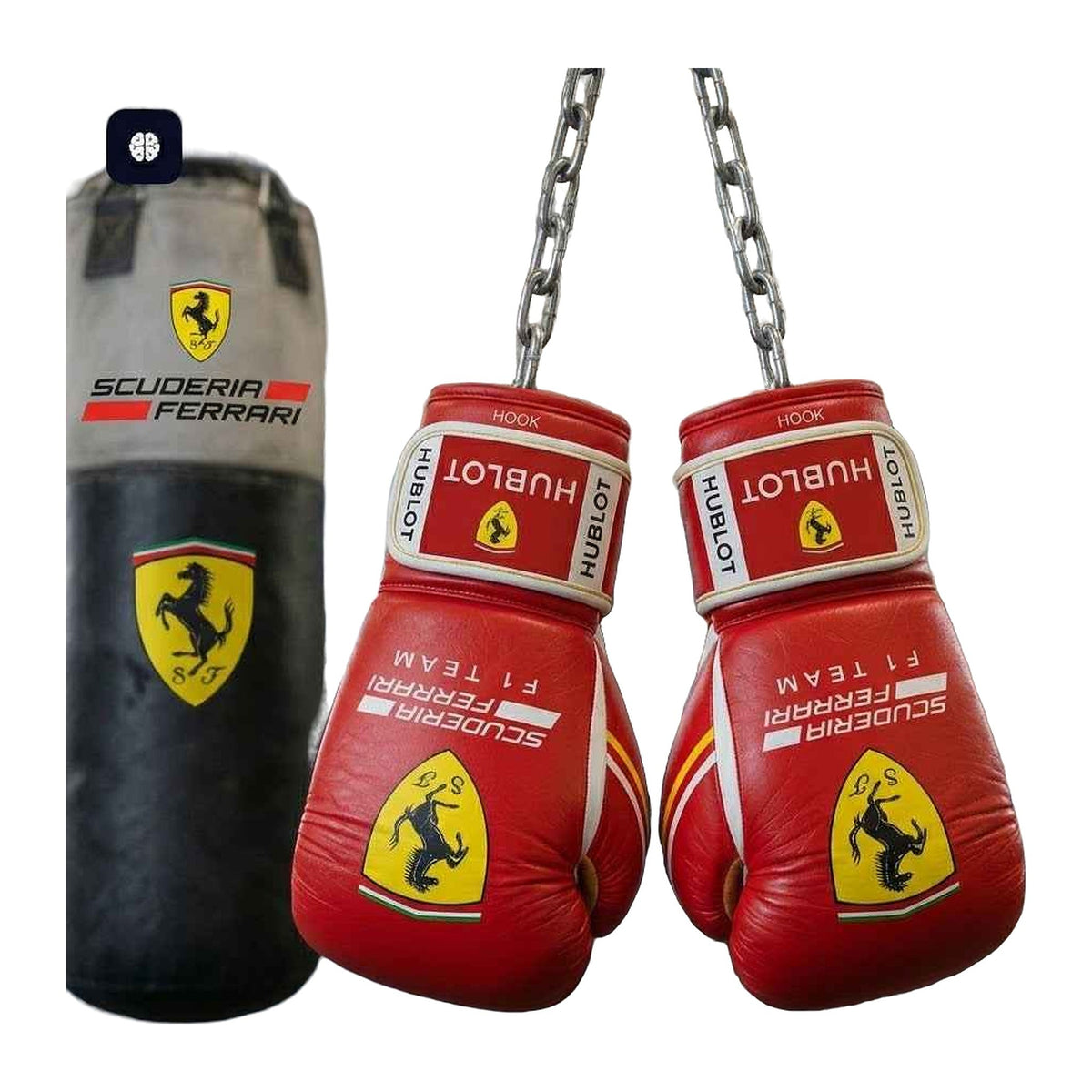 Red and yellow racing boxing gloves side profile showing wrist cuff