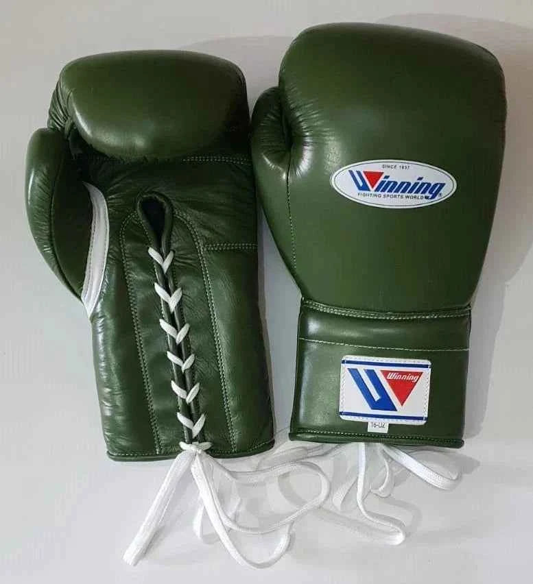 Winning Boxing Gloves Green 16oz Lace-Up | Professional Training & Sparring Gloves - PunchPro Boxing