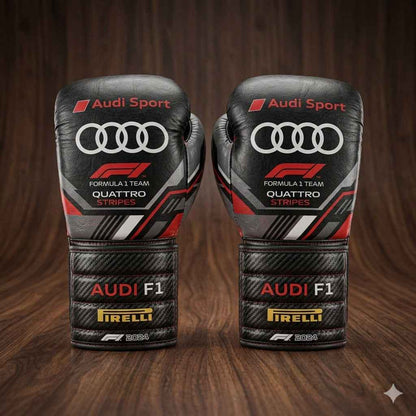 Audi Sport F1 Team Professional Boxing Gloves - Quattro Carbon Stealth Edition - PunchPro Boxing