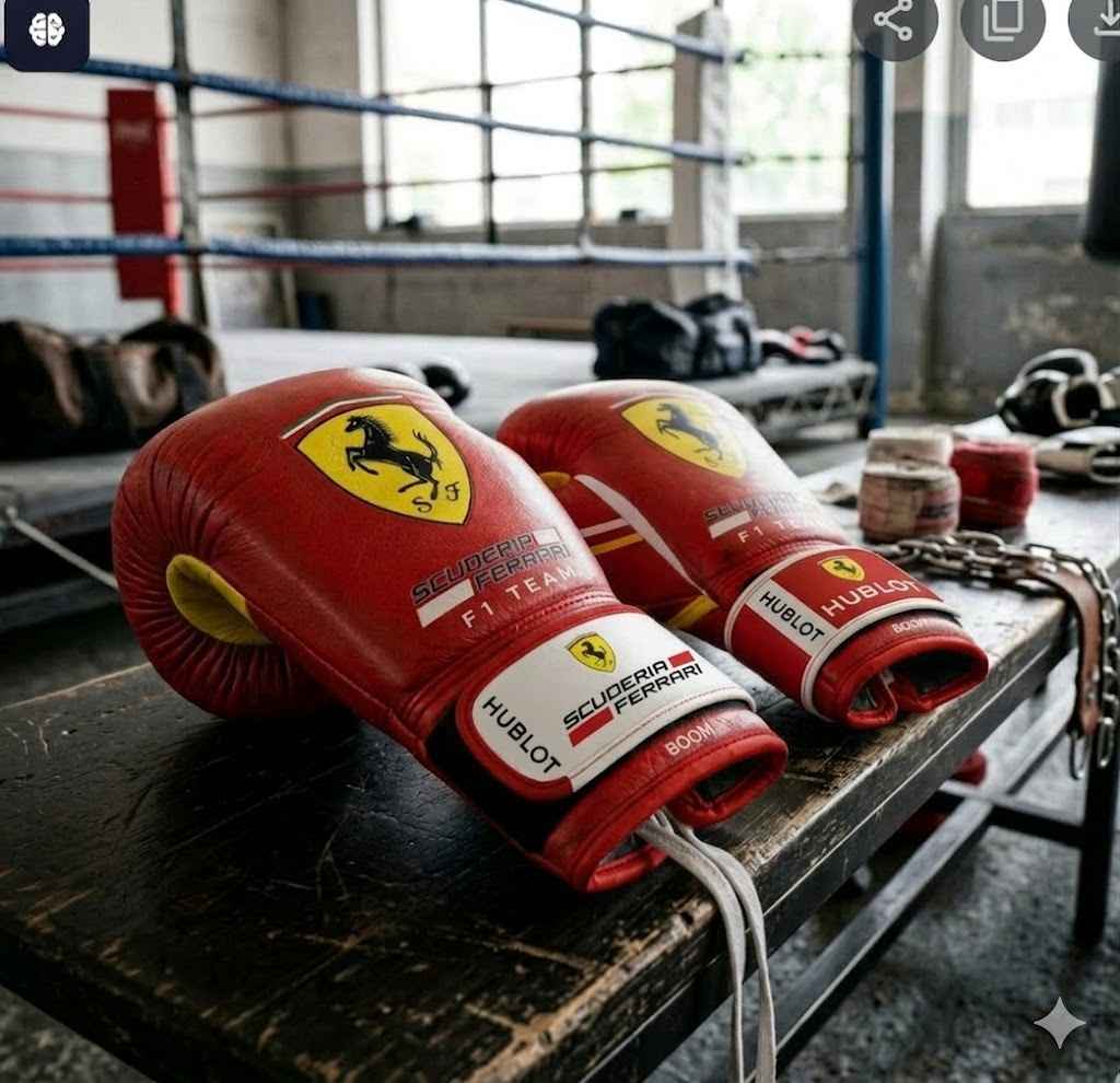 Rosso Corsa boxing gloves palm view showing grip bar