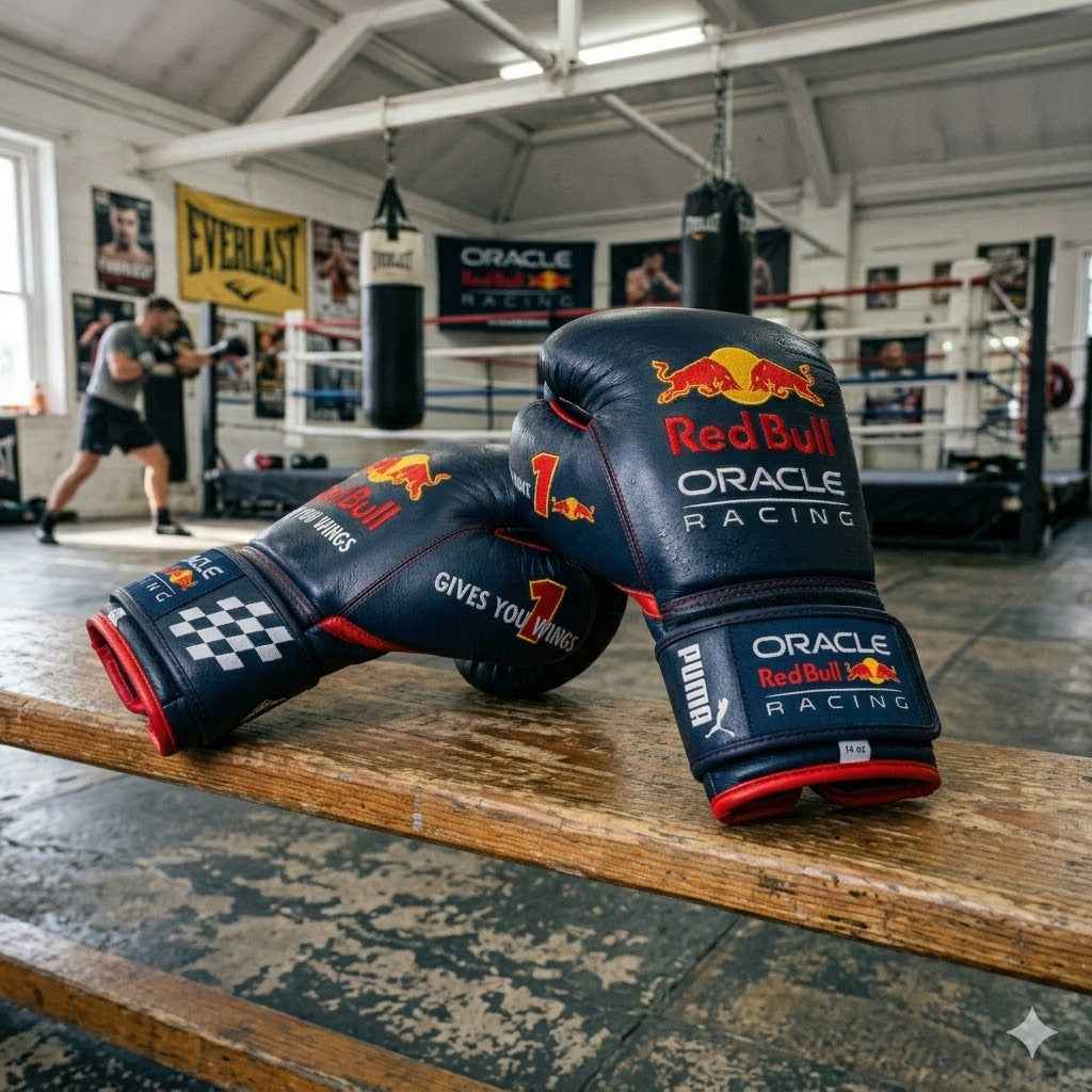 Oracle Red Bull Racing F1 Team Professional Boxing Gloves - Navy & Red Custom Edition - PunchPro Boxing