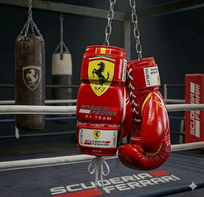 Scuderia Ferrari F1 Team Professional Boxing Gloves - Rosso Corsa & Giallo Custom Edition - PunchPro Boxing