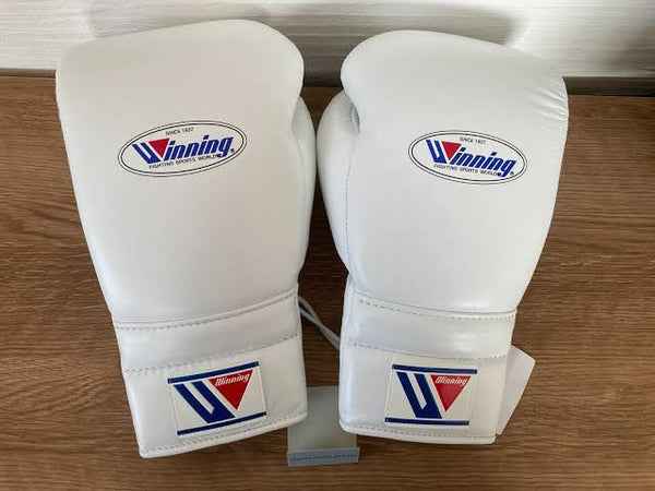 Winning All White Professional Boxing Gloves | Custom White Lace-Up Boxing Gloves for Training & Sparring – 8 oz, 10 oz, 12 oz, 14 oz, 16 oz, 18 oz - PunchPro Boxing