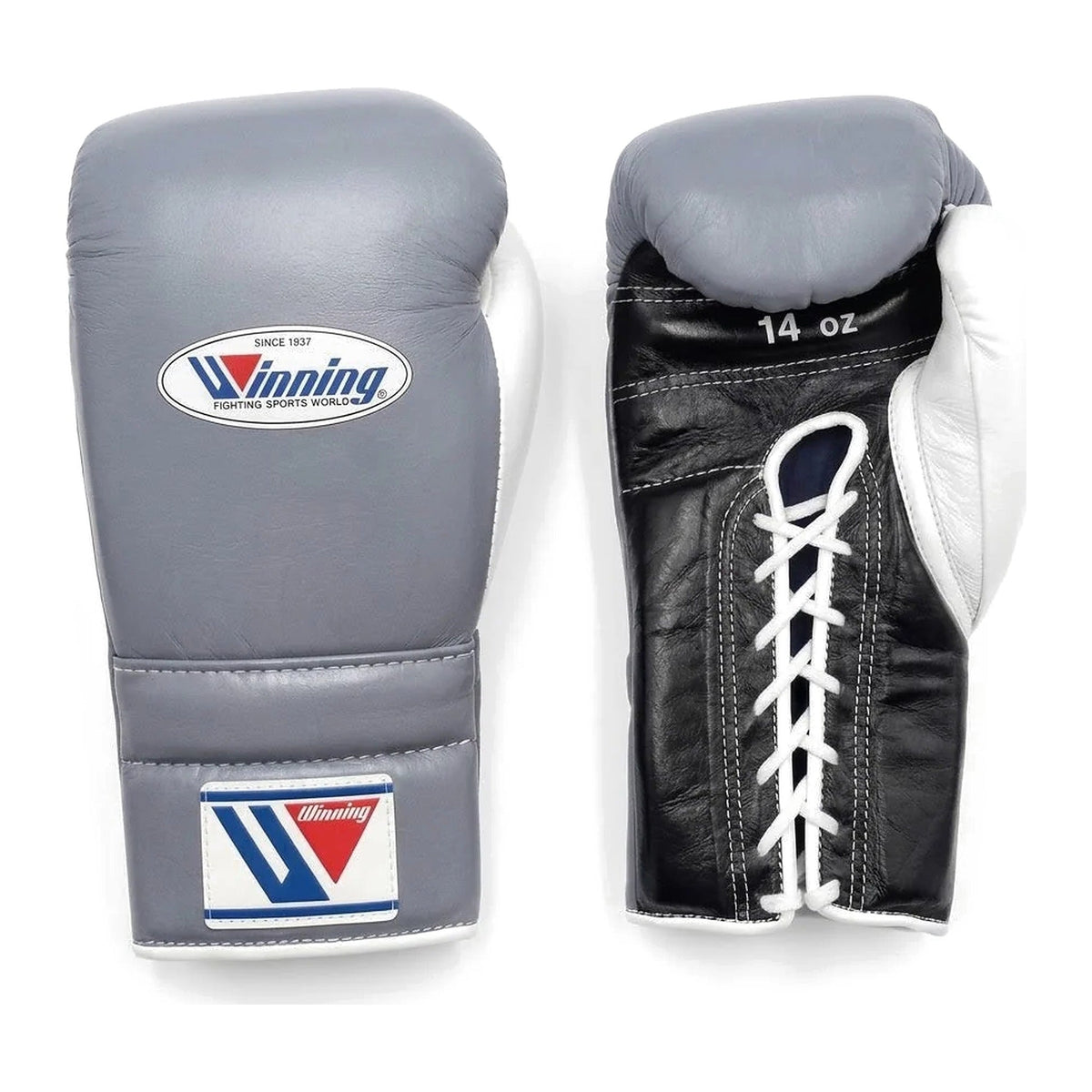 Winning Boxing Gloves Black, Grey & White, pair view