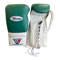 Winning Boxing Gloves Forest Green & White lace-up training glove, genuine leather, 8oz to 16oz