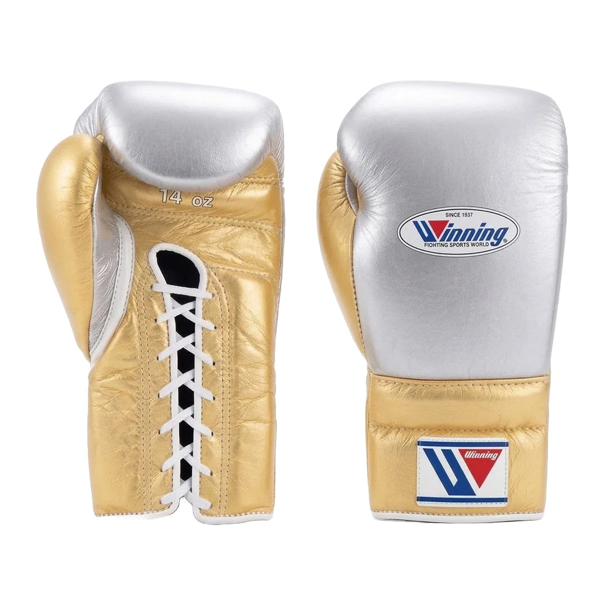 Winning Boxing Gloves Gold & White, side view