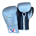 Winning Boxing Gloves Light Blue & Black lace-up training glove, genuine leather, 8oz to 16oz