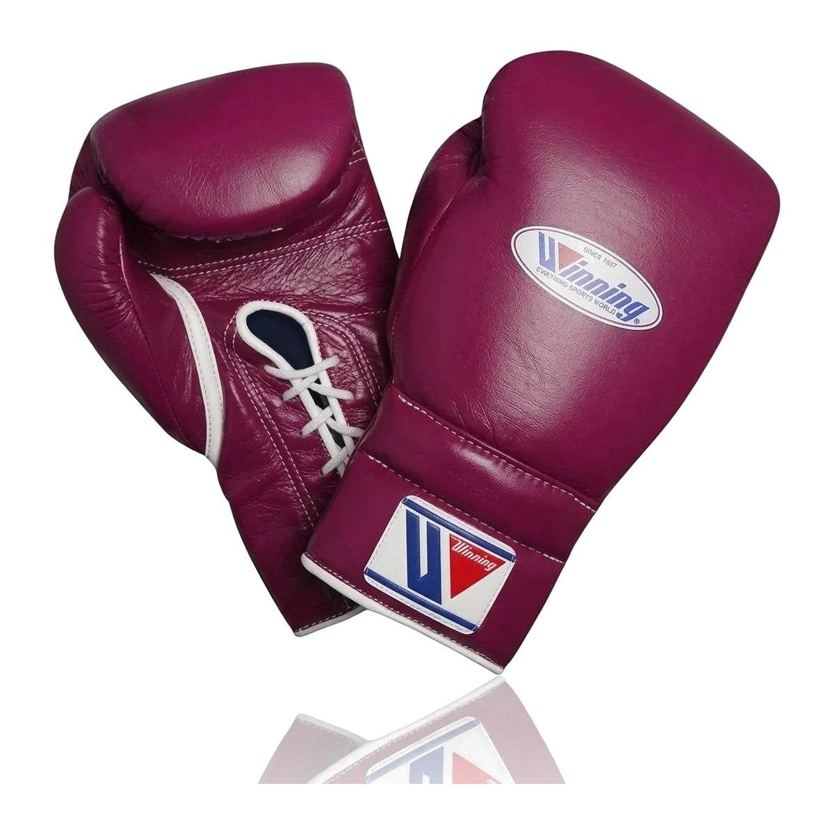 Winning Boxing Gloves Maroon lace-up training glove, genuine leather, 8oz to 16oz