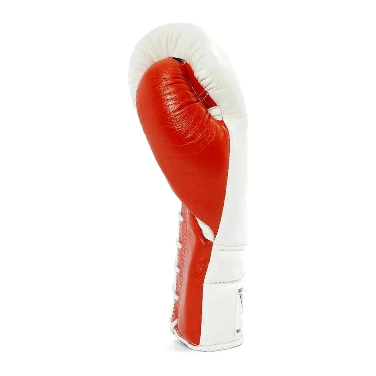Winning Boxing Gloves MS-600 White & Red lace-up sparring glove, side view, 8oz to 16oz