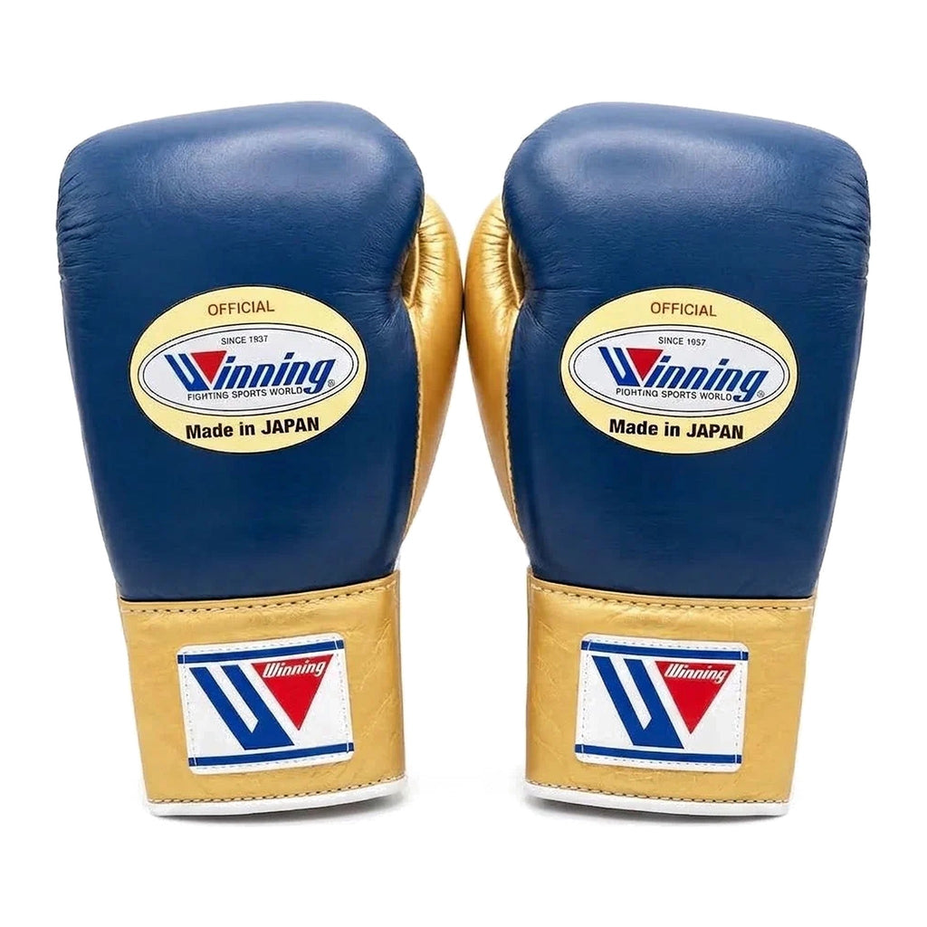 Winning Boxing Gloves Navy & Gold, side view