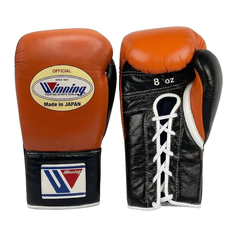Winning Boxing Gloves Orange & Black, side view