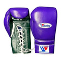 Winning Boxing Gloves Purple & Green lace-up training glove, genuine leather, 8oz to 16oz