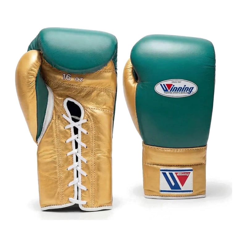 Winning Boxing Gloves Teal & Gold, side view