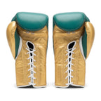 Winning Boxing Gloves Teal & Gold lace-up training glove, genuine leather, 8oz to 16oz