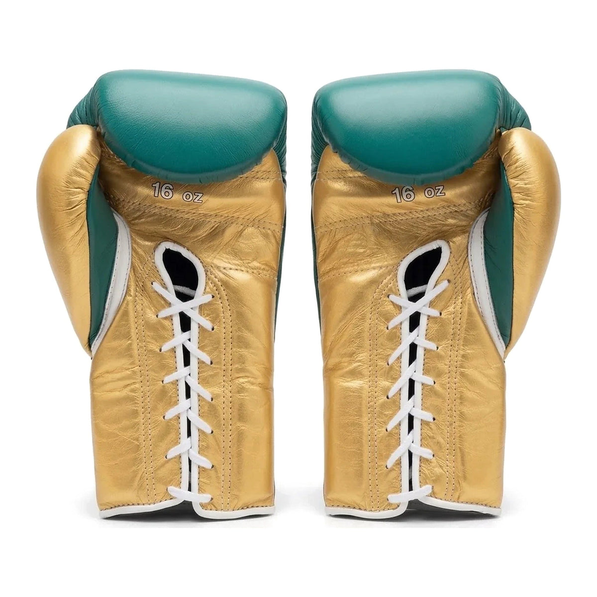Winning Boxing Gloves Teal & Gold lace-up training glove, genuine leather, 8oz to 16oz