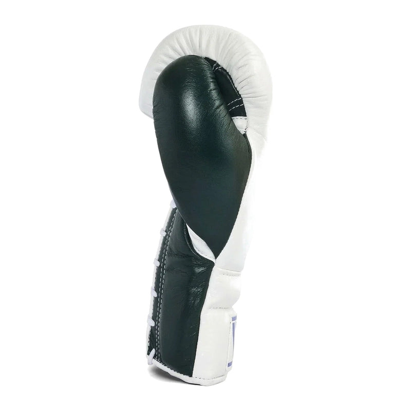 Winning Boxing Gloves White & Green lace-up training glove, genuine leather, 8oz to 16oz