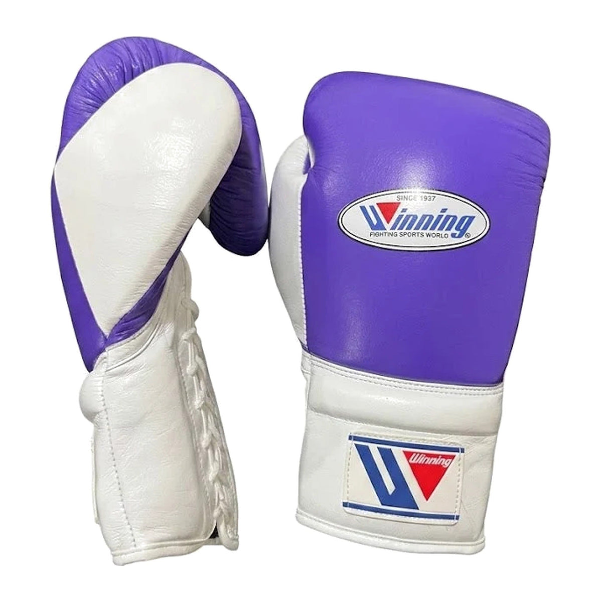 Winning Boxing Gloves White & Purple, side view
