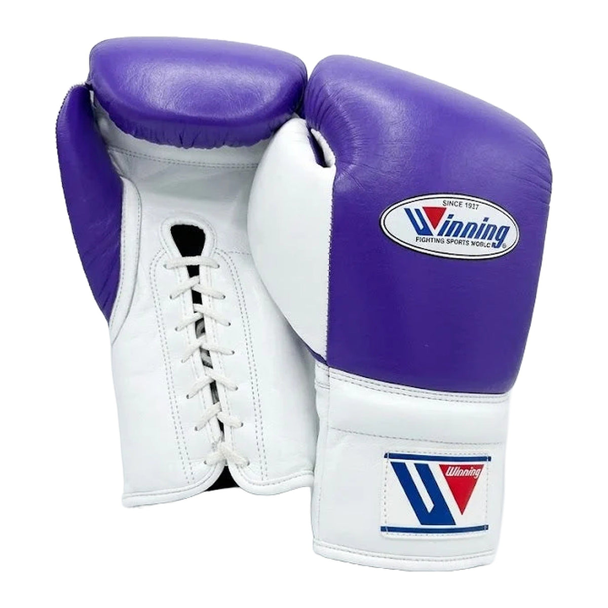 Winning Boxing Gloves White & Purple, cuff detail
