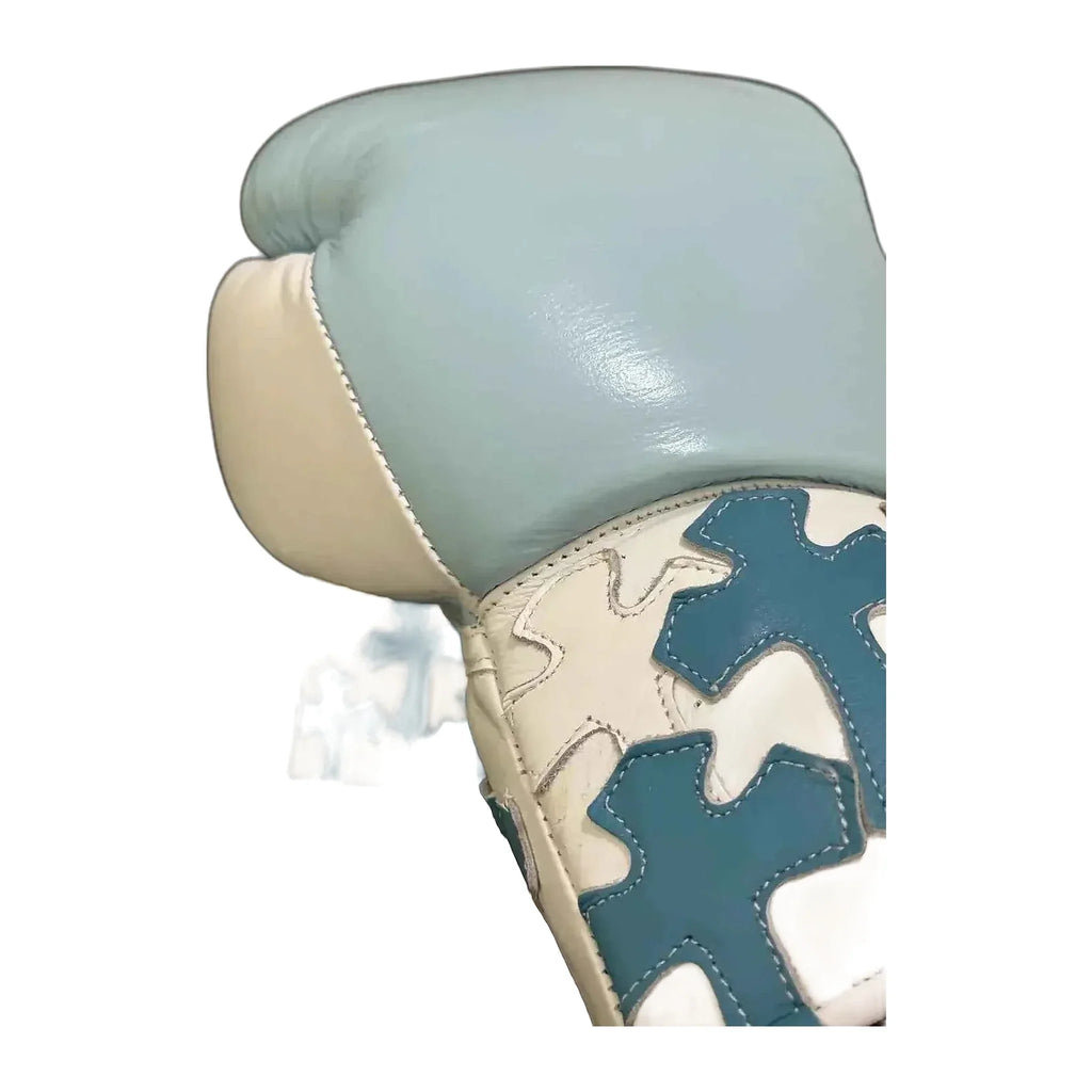 Winning light blue camo lace-up boxing gloves – alternate view 3