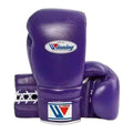 Purple lace-up Winning boxing gloves on a white background