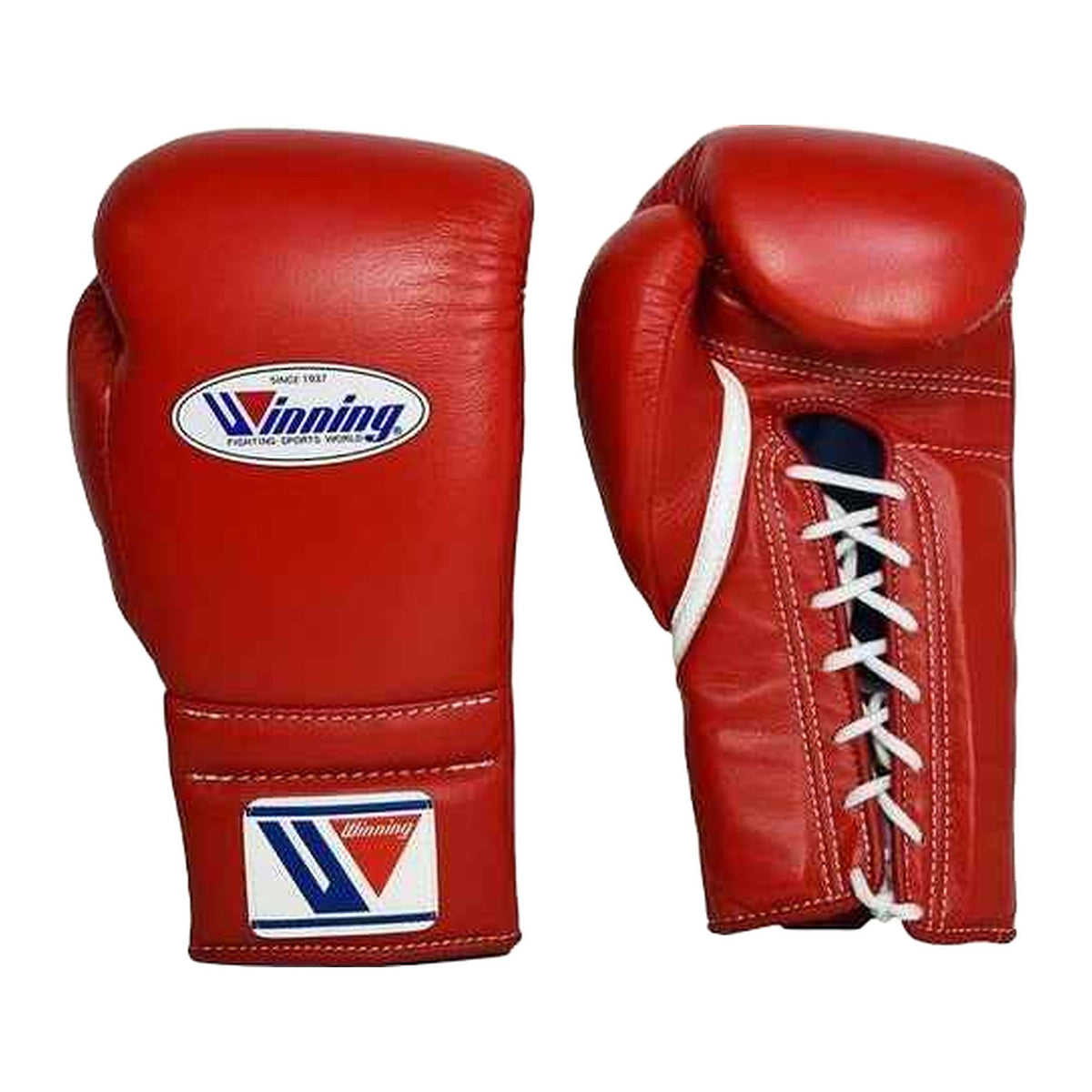 Winning Boxing Gloves Red lace-up training and sparring glove, genuine leather, 8oz to 16oz
