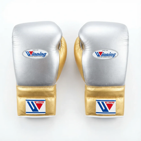 Winning日本职业拳击手套MS-600 - 金属银与金色定制版
